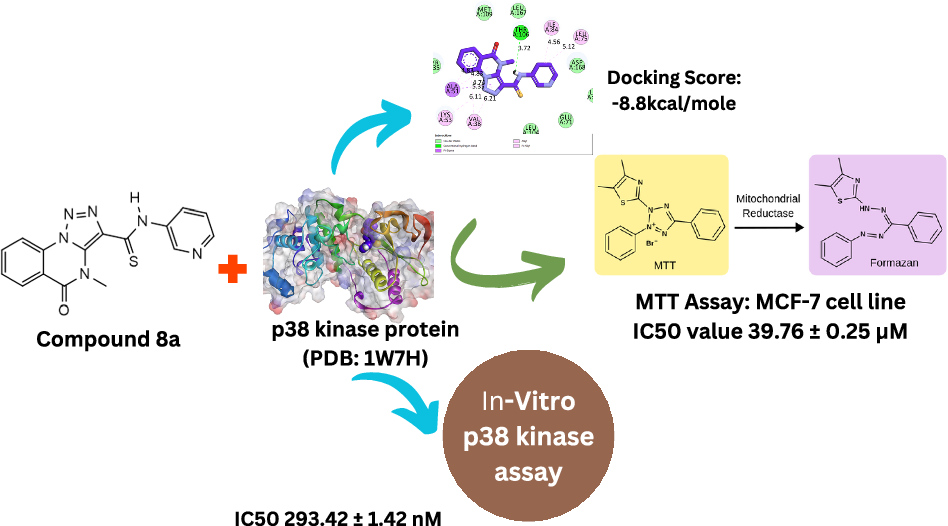 Synthesis and biological assessment of triazolo-quinazoline carbothioamide derivatives for p38 MAP kinase inhibition: in-silico and in-vitro approaches