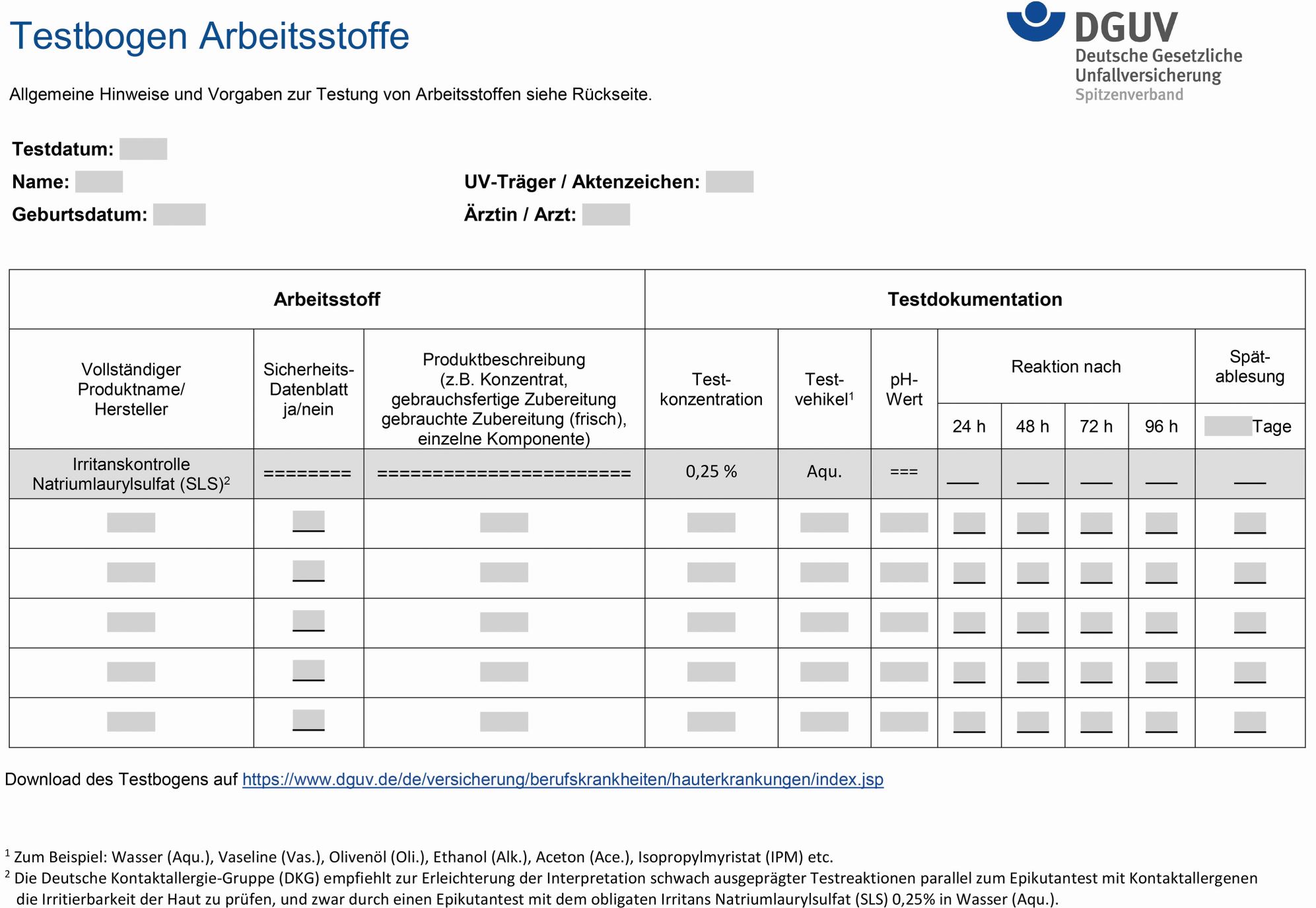 Handreichung zur Epikutantestung mit patienteneigenen Substanzen in der Berufsdermatologie