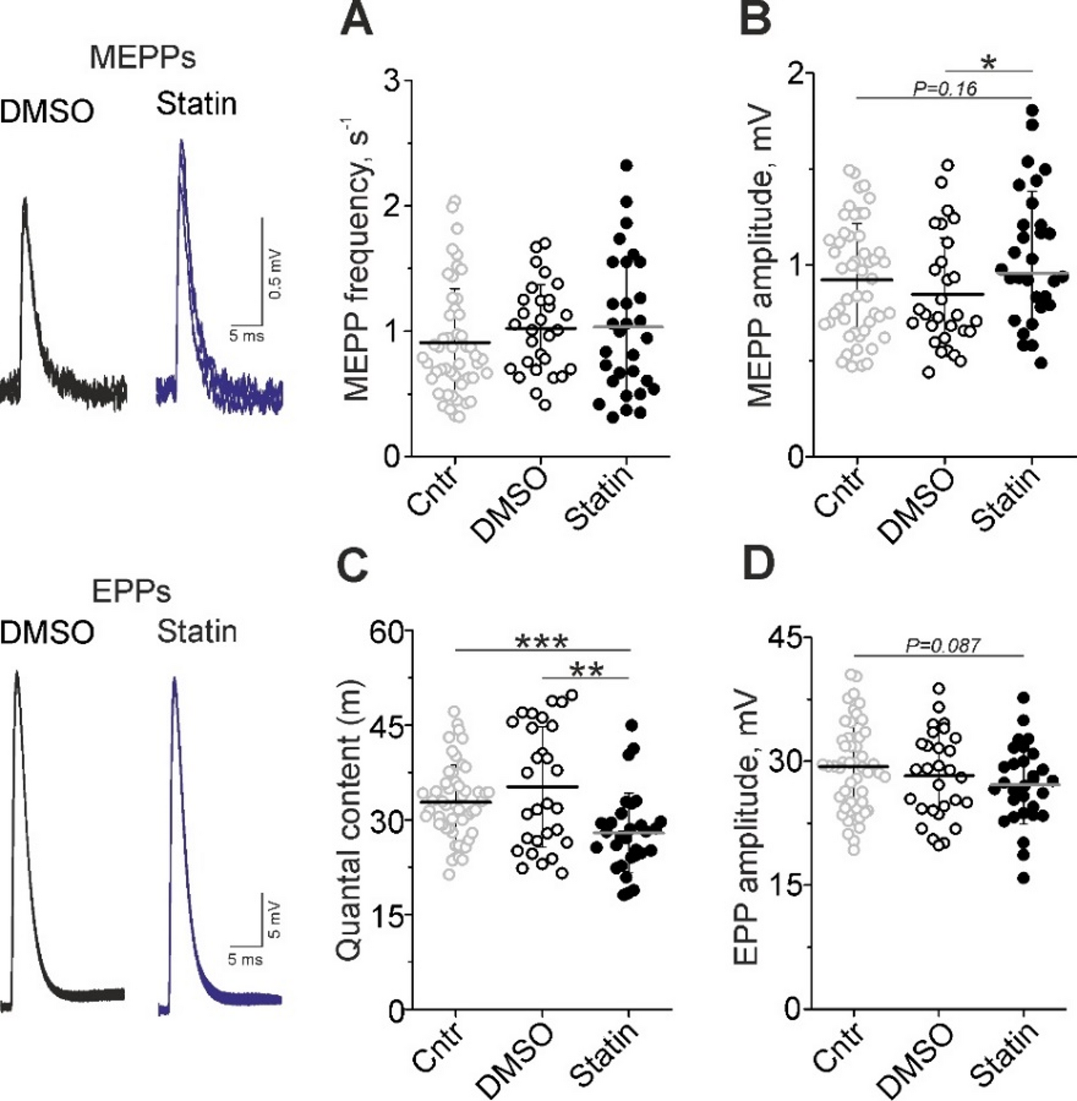 Cholesterol-Lowering Treatment Suppresses Neuromuscular Transmission Via Presynaptic Mechanism at the Mouse Diaphragm Muscle