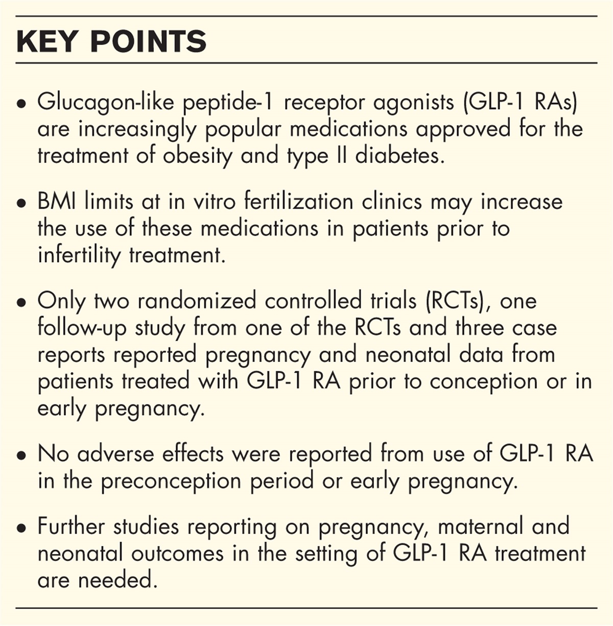 Glucagon-like peptide-1 receptor agonists and safety in the preconception period